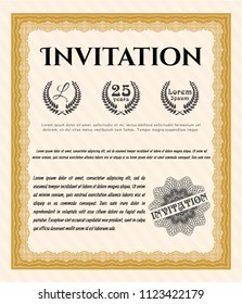 Orange Retro invitation. Good design. Vector illustration. With background. 