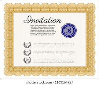 Orange Retro invitation. With great quality guilloche pattern. Artistry design. Customizable, Easy to edit and change colors. 
