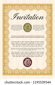 Orange Retro invitation. With great quality guilloche pattern. Customizable, Easy to edit and change colors. Nice design. 