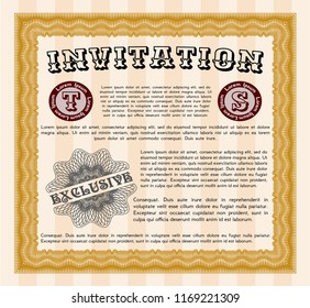 Orange Retro invitation. With guilloche pattern and background. Lovely design. Customizable, Easy to edit and change colors. 