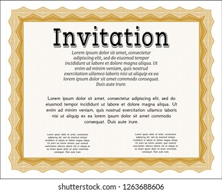 Orange Retro invitation. With guilloche pattern. Beauty design. Customizable, Easy to edit and change colors. 