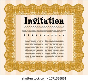 Orange Retro invitation. With linear background. Customizable, Easy to edit and change colors. Perfect design. 