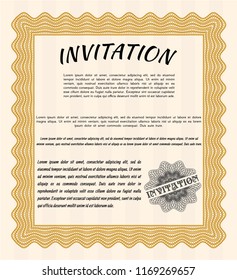 Orange Retro invitation. With linear background. Money Pattern design. Customizable, Easy to edit and change colors. 