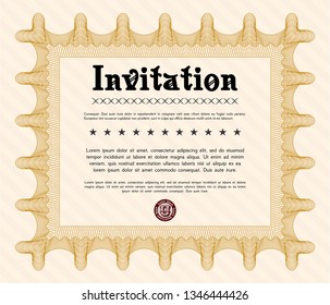 Orange Retro invitation. With linear background. Cordial design. Customizable, Easy to edit and change colors. 