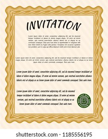 Orange Retro invitation. Lovely design. Vector illustration. Easy to print. 
