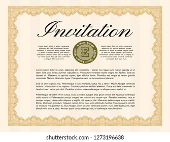 Orange Retro invitation. Lovely design. With complex background. Vector illustration. 