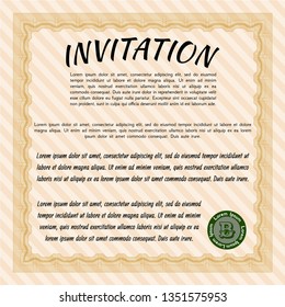 Orange Retro invitation. Lovely design. Customizable, Easy to edit and change colors. Complex background. 