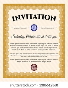 Orange Retro invitation. Lovely design. With background. Customizable, Easy to edit and change colors. 