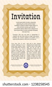 Orange Retro invitation. Modern design. With complex background. Customizable, Easy to edit and change colors. 