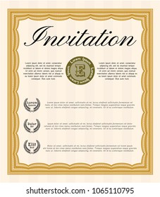  Orange Retro invitation. Money Pattern. Vector illustration. With background. 