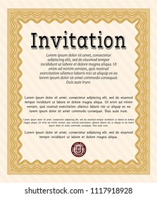 Orange Retro invitation. Money Pattern. With complex background. Vector illustration. 