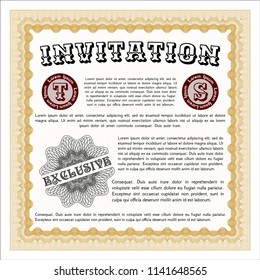 Orange Retro invitation. Money Pattern design. Vector illustration. With linear background. 