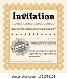 Orange Retro invitation. Money Pattern. With complex linear background. Customizable, Easy to edit and change colors. 