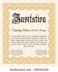Orange Retro invitation. Money Pattern design. Easy to print. Vector illustration. 