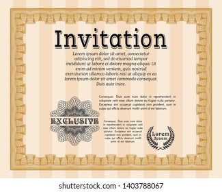 Orange Retro invitation. Money Pattern design. With background. Customizable, Easy to edit and change colors. 