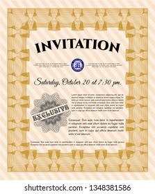 Orange Retro invitation. Nice design. With background. Detailed. 
