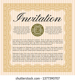 Orange Retro invitation. Nice design. Detailed. Printer friendly. 