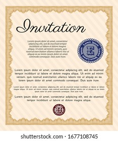 Orange Retro invitation. Perfect design. With great quality guilloche pattern. Customizable, Easy to edit and change colors. 