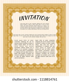 Orange Retro invitation. Printer friendly. Vector illustration. Beauty design. 