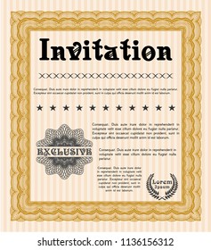 Orange Retro invitation. Printer friendly. Artistry design. Customizable, Easy to edit and change colors. 