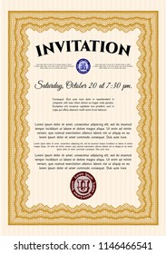 Orange Retro invitation. Printer friendly. Retro design. Customizable, Easy to edit and change colors. 