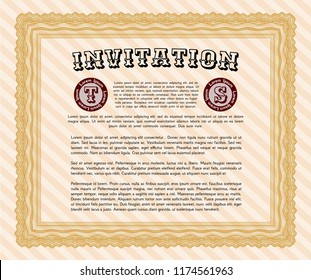 Orange Retro invitation. Printer friendly. Cordial design. Customizable, Easy to edit and change colors. 