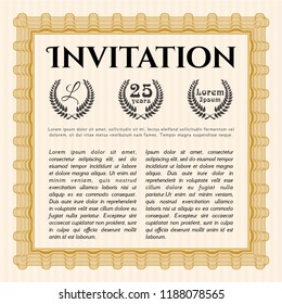 Orange Retro invitation. Printer friendly. Customizable, Easy to edit and change colors. Beauty design. 