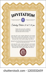 Orange Retro invitation. Printer friendly. Vector illustration. Excellent design. 