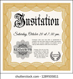 Orange Retro invitation. Printer friendly. Perfect design. Vector illustration. 
