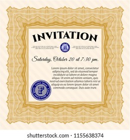 Orange Retro invitation. With quality background. Good design. Vector illustration. 