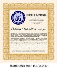 Orange Retro invitation. With quality background. Detailed. Elegant design. 
