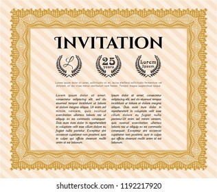 Orange Retro invitation. With quality background. Vector illustration. Cordial design. 