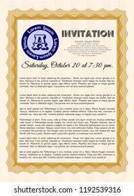 Orange Retro invitation. With quality background. Money Pattern. Vector illustration. 
