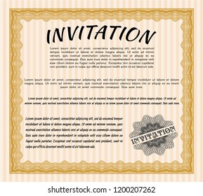 Orange Retro invitation. With quality background. Vector illustration. Superior design. 