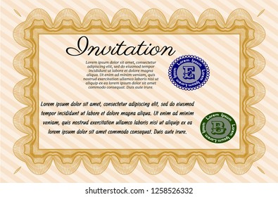 Orange Retro invitation. With quality background. Beauty design. Detailed. 