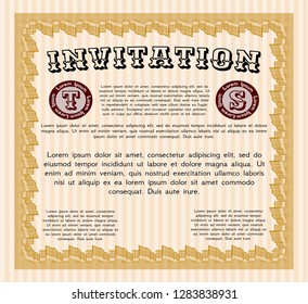 Orange Retro invitation. With quality background. Detailed. Excellent design. 