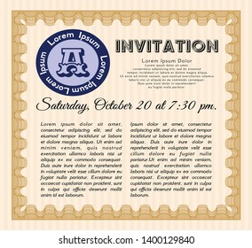 Orange Retro invitation. With quality background. Customizable, Easy to edit and change colors. Money Pattern. 