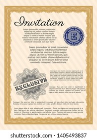 Orange Retro invitation. With quality background. Vector illustration. Elegant design. 