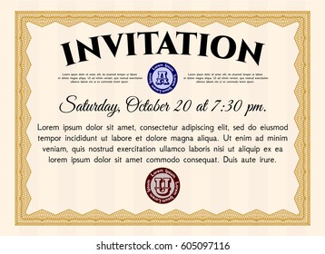 Orange Retro invitation. With quality background. Perfect design. Customizable, Easy to edit and change colors. 