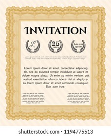 Orange Retro invitation. Sophisticated design. Vector illustration. With background. 