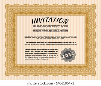 Orange Retro invitation. Sophisticated design. With complex background. Customizable, Easy to edit and change colors. 