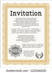 Orange Retro invitation. Superior design. Complex background. Detailed. 