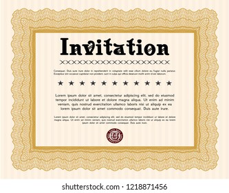 Orange Retro invitation template. With background. Vector illustration. Cordial design. 