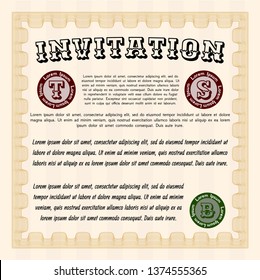 Orange Retro invitation template. With background. Vector illustration. Good design. 