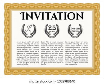 Orange Retro invitation template. With background. Good design. Detailed. 