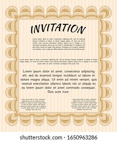 Orange Retro invitation template. Beauty design. With background. Customizable, Easy to edit and change colors. 