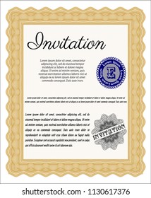 Orange Retro invitation template. Complex background. Customizable, Easy to edit and change colors. Superior design. 
