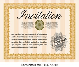 Orange Retro invitation template. Complex background. Superior design. Vector illustration. 