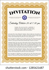 Orange Retro invitation template. With complex background. Retro design. Customizable, Easy to edit and change colors. 