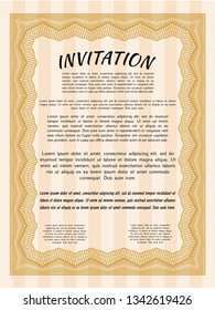 Orange Retro invitation template. With complex background. Sophisticated design. Detailed. 